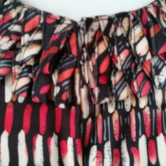 Ivy Chic NY Double Loop Layer Neckline Cropped Lined Blazer LARGE Black Red - Picture 5 of 16